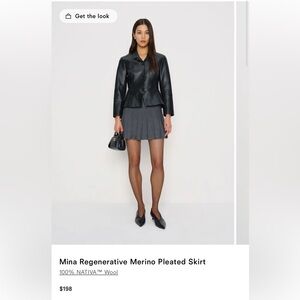 Reformation Mina Regenerative Merino Pleated Skirt Grey - Size S